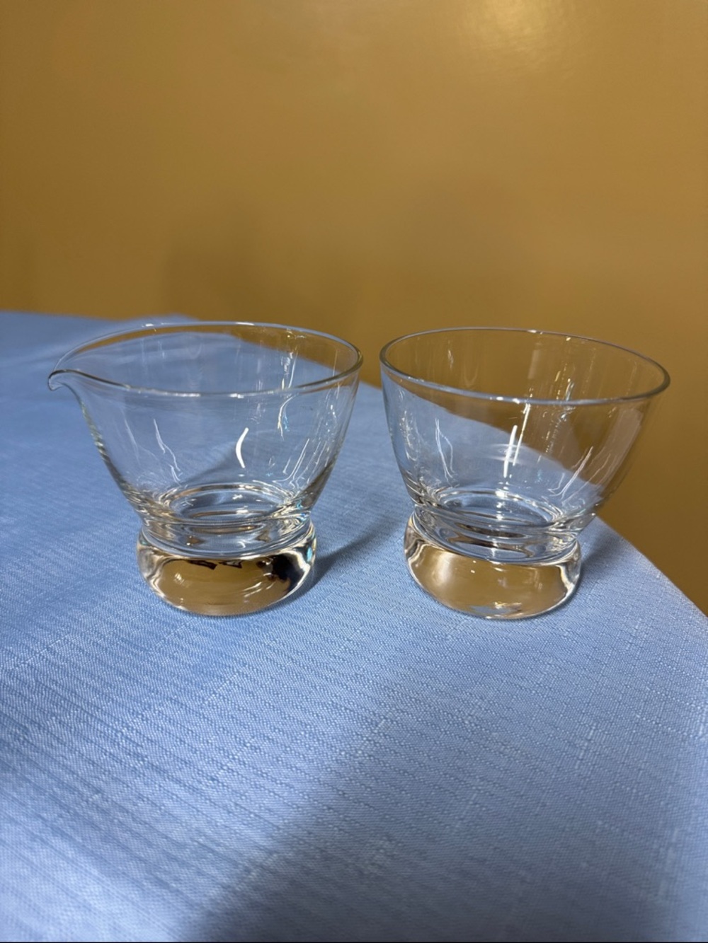 Eva Zeisel Prestige Federal Glass Creamer and Sugar Bowl set